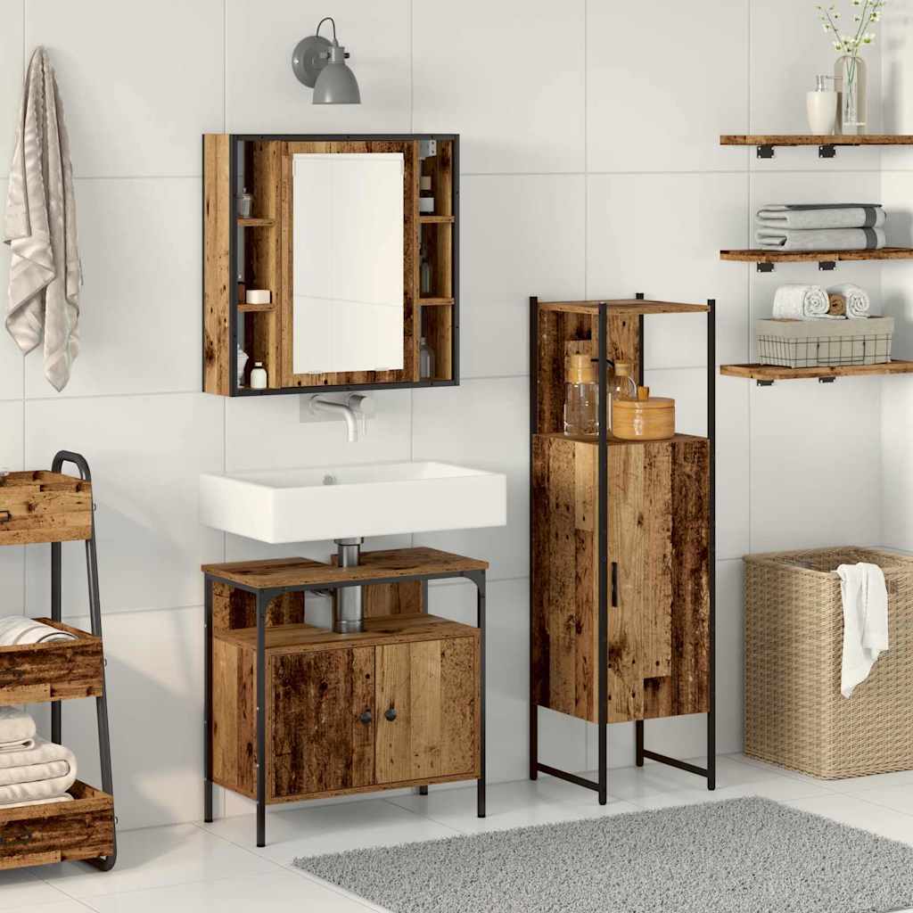 Ensemble de mobilier de salle de bain 3 pièces Marron