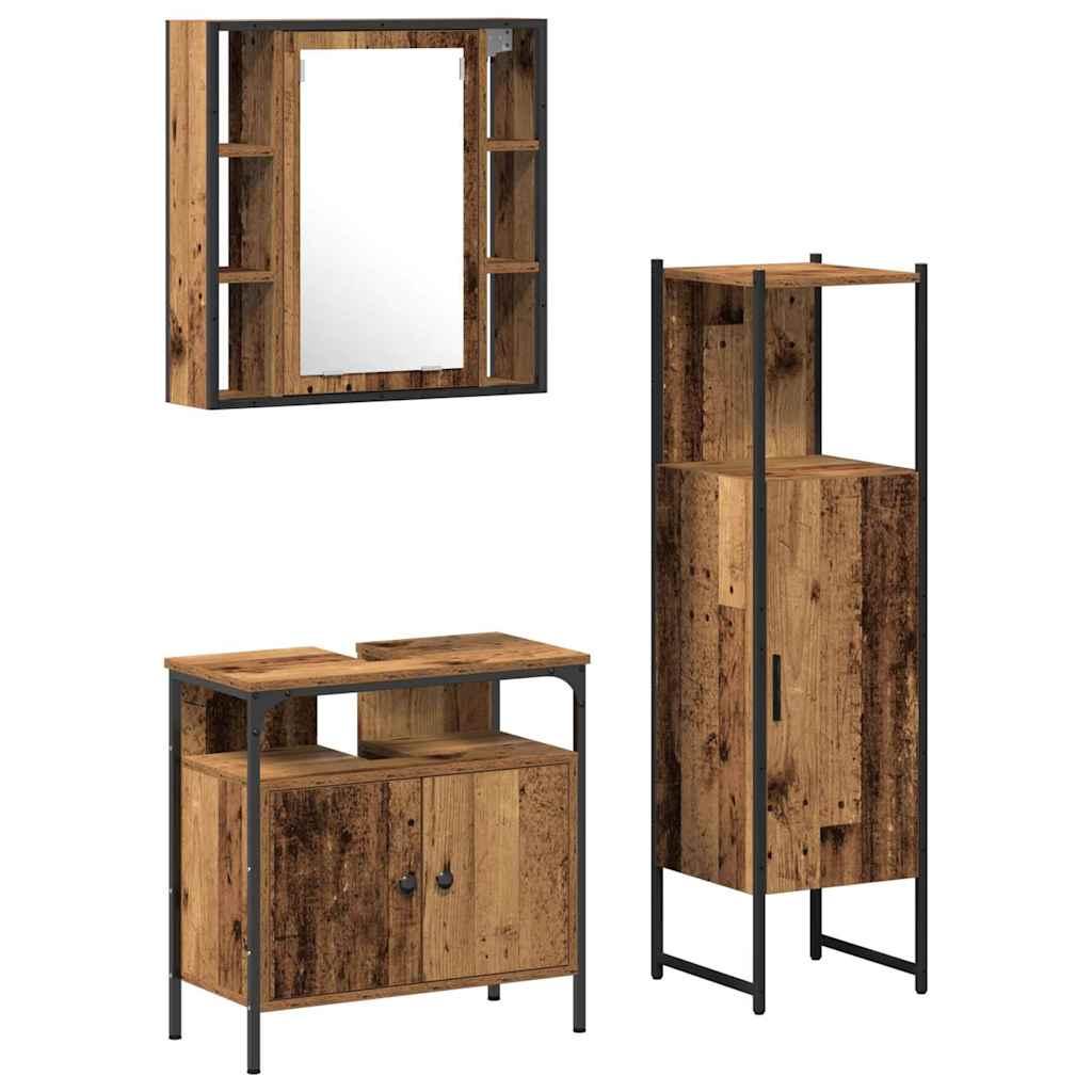 Ensemble de mobilier de salle de bain 3 pièces Marron