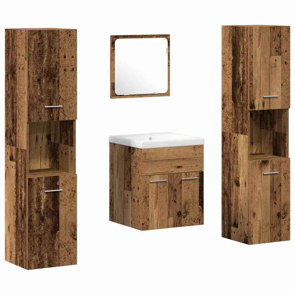 Ensemble de mobilier de salle de bain 4 pc Bois ancien - XIOS