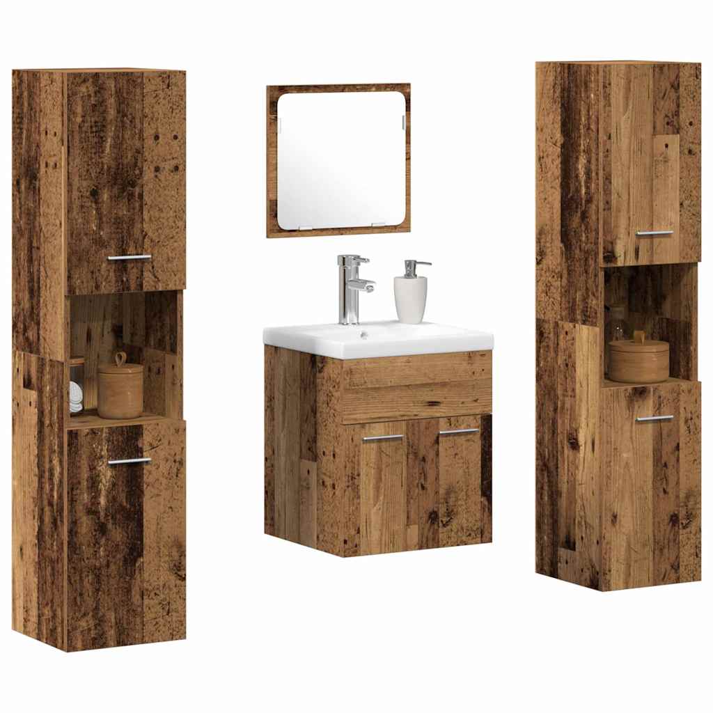 Ensemble de mobilier de salle de bain 4 pièces Bois ancien