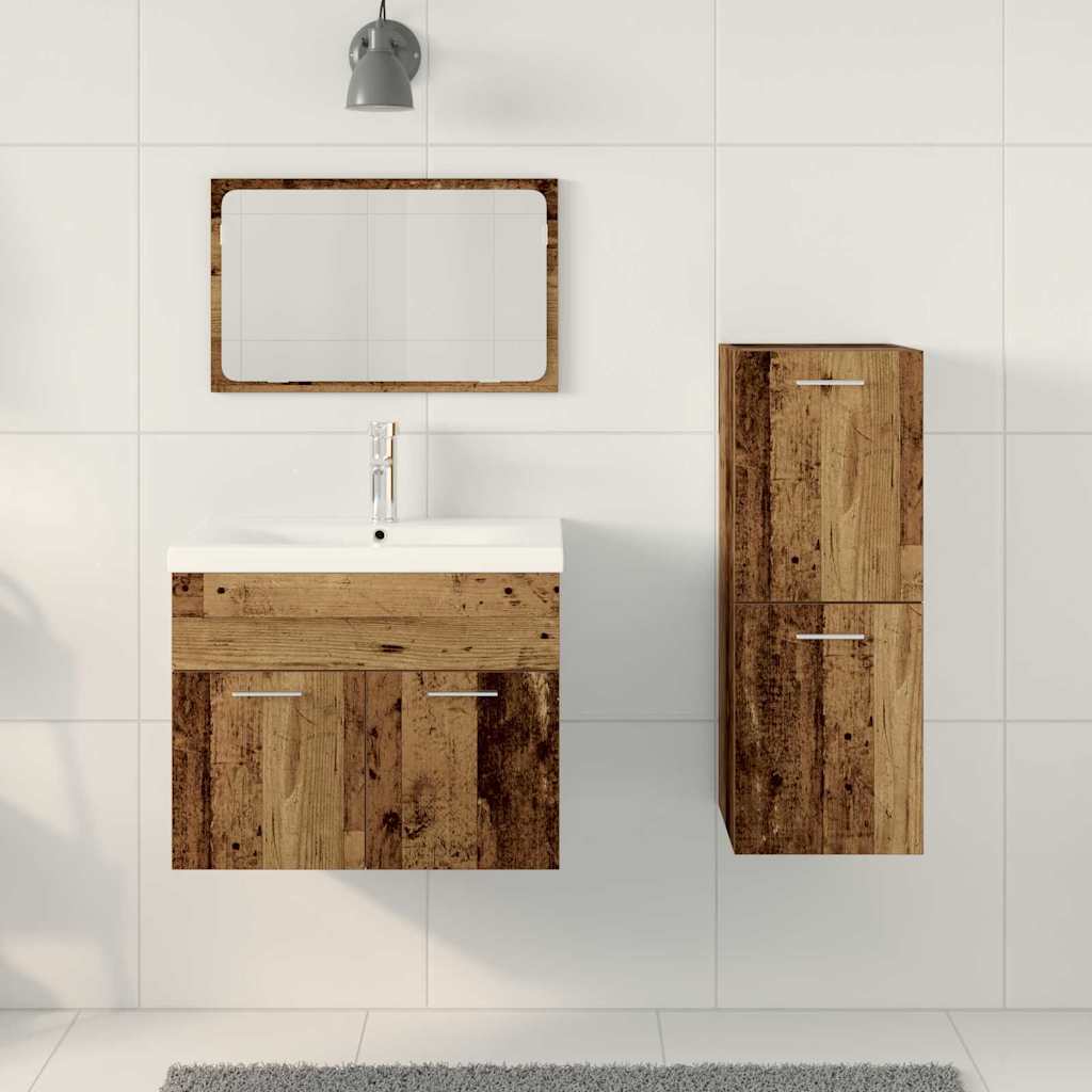 Ensemble de mobilier de salle de bain 4 pièces Marron
