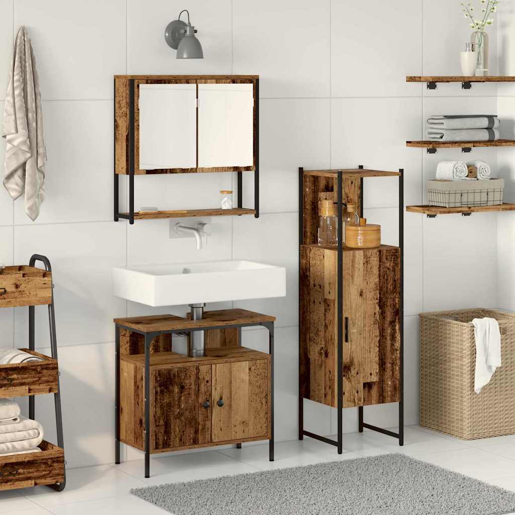 Ensemble de mobilier de salle de bain 3 pièces Marron