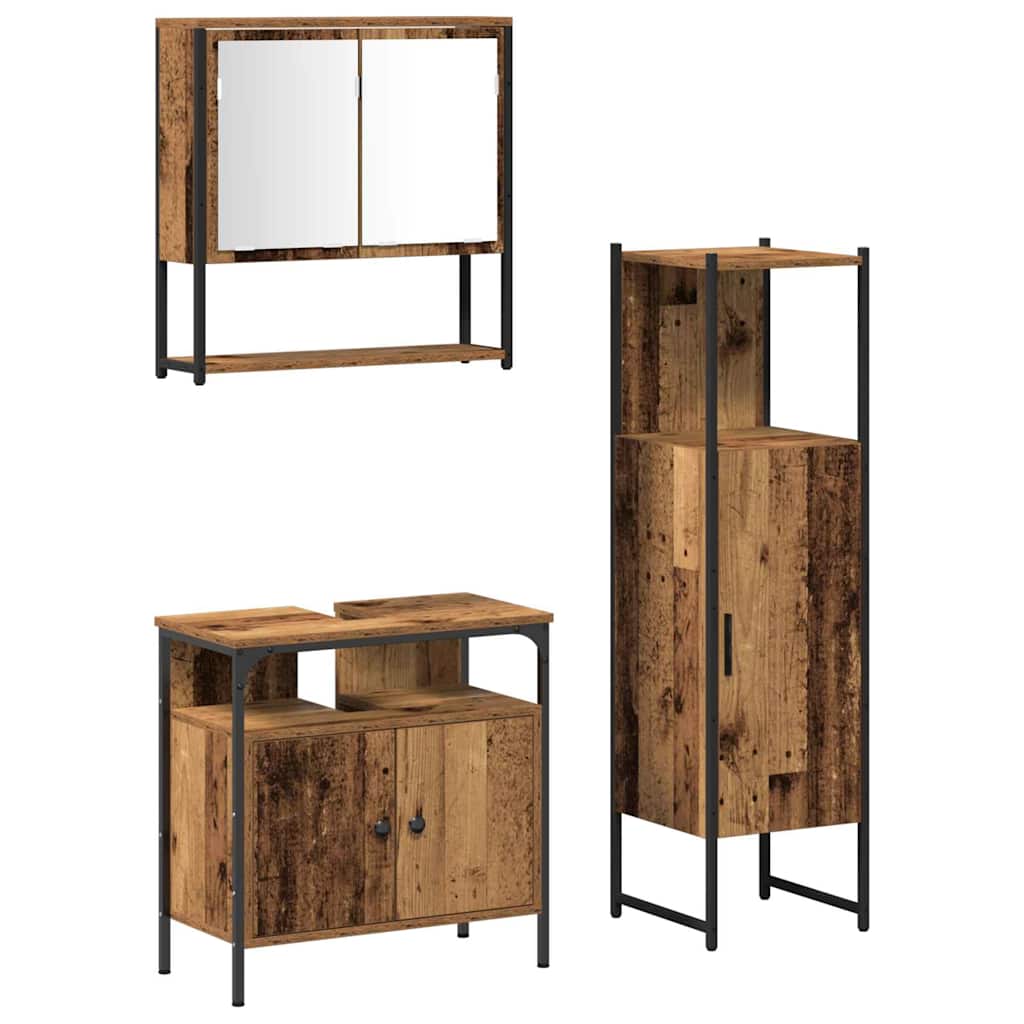 Ensemble de mobilier de salle de bain 3 pièces Marron