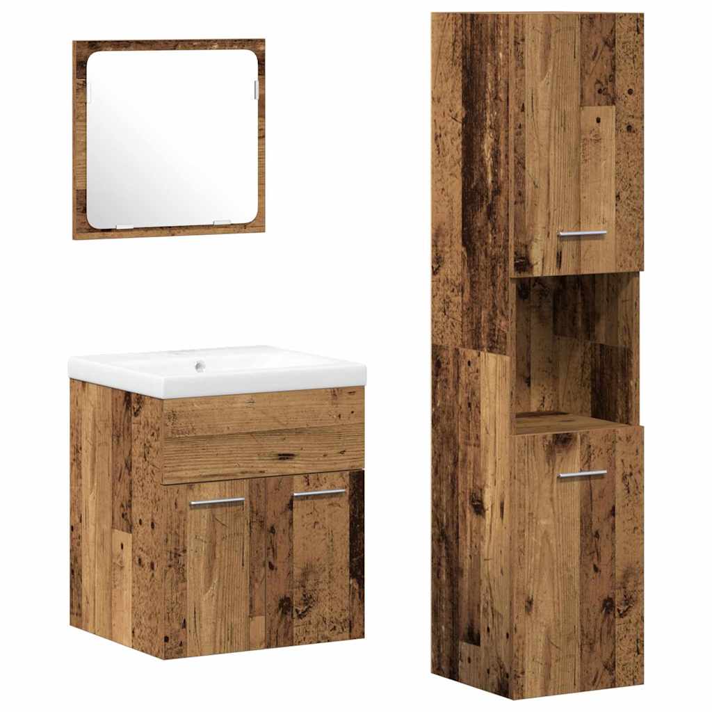 Ensemble de mobilier de salle de bain 4 pièces Bois Ancien