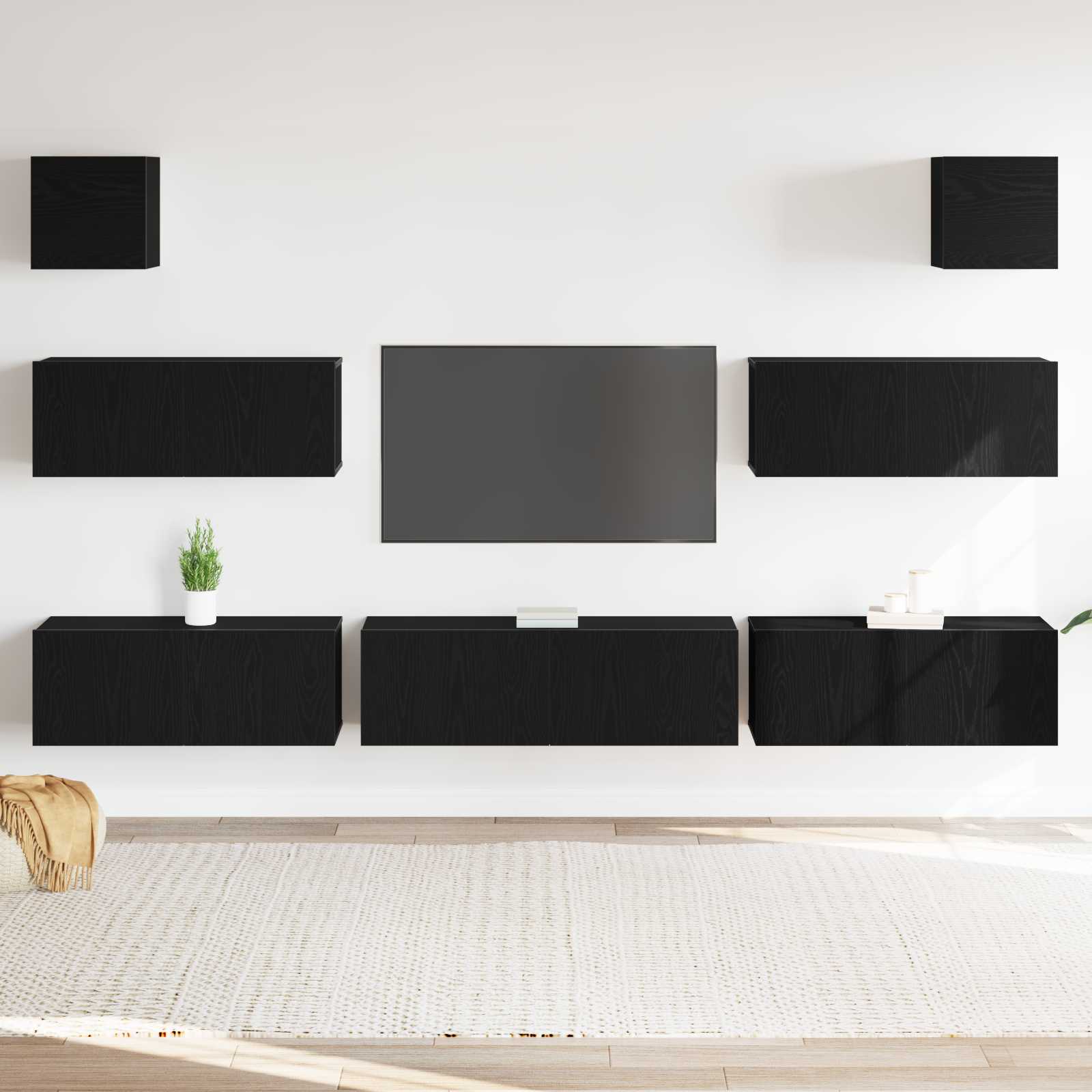 Ensemble meuble TV 7 pcs Chêne noir 100 x 30 x 30 cm - XIOS