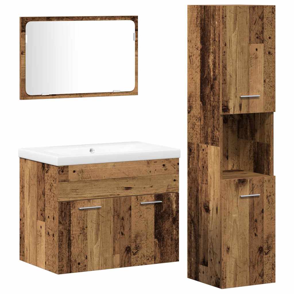 Ensemble de mobilier de salle de bain 4 pièces Marron