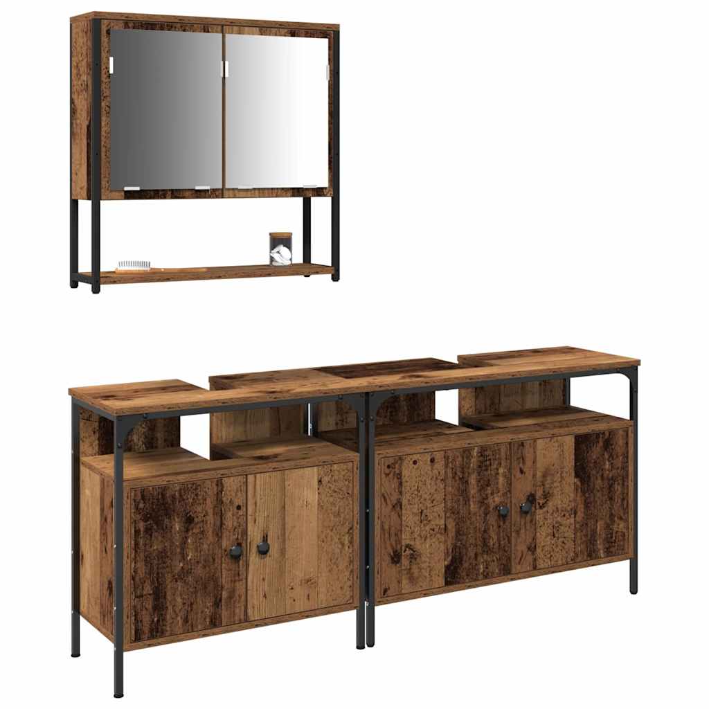 Ensemble de mobilier de salle de bain 3 pièces Marron