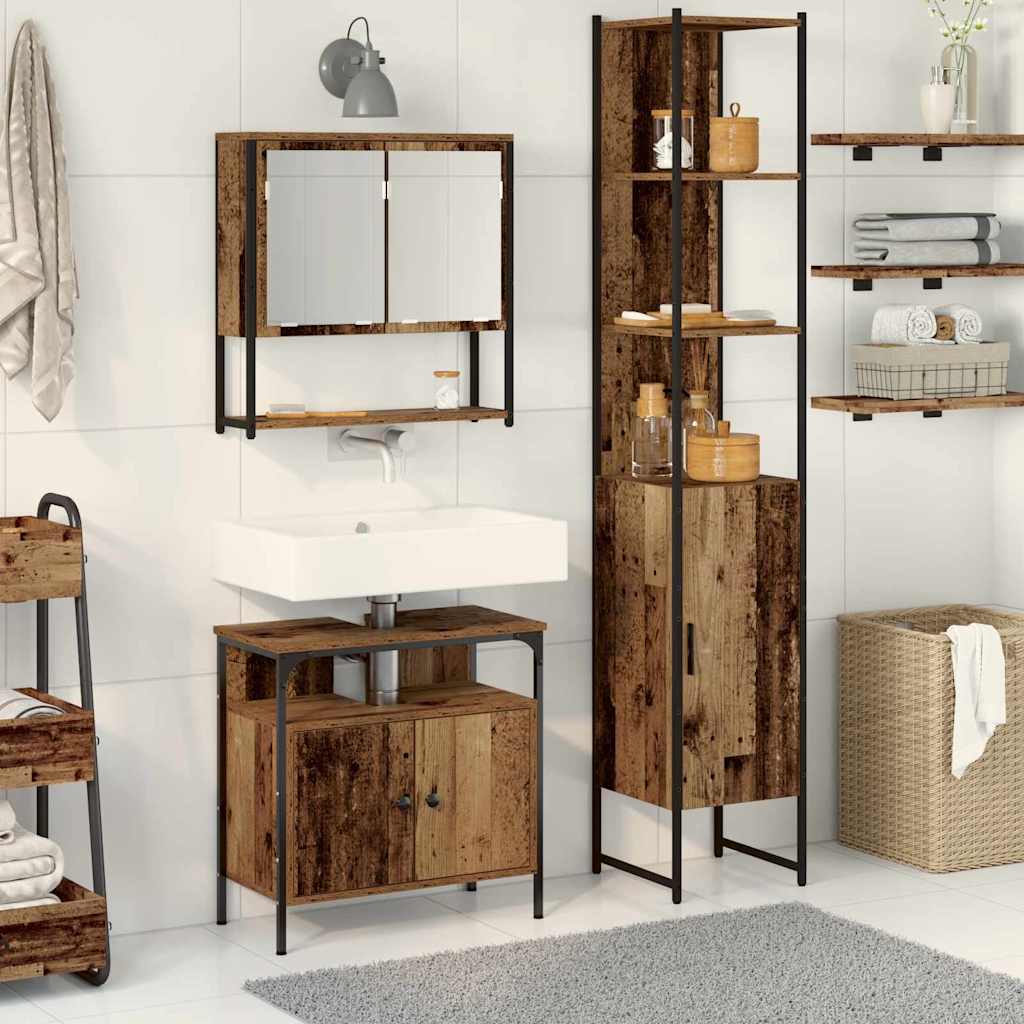 Ensemble de mobilier de salle de bain 3 pc Bois Ancien