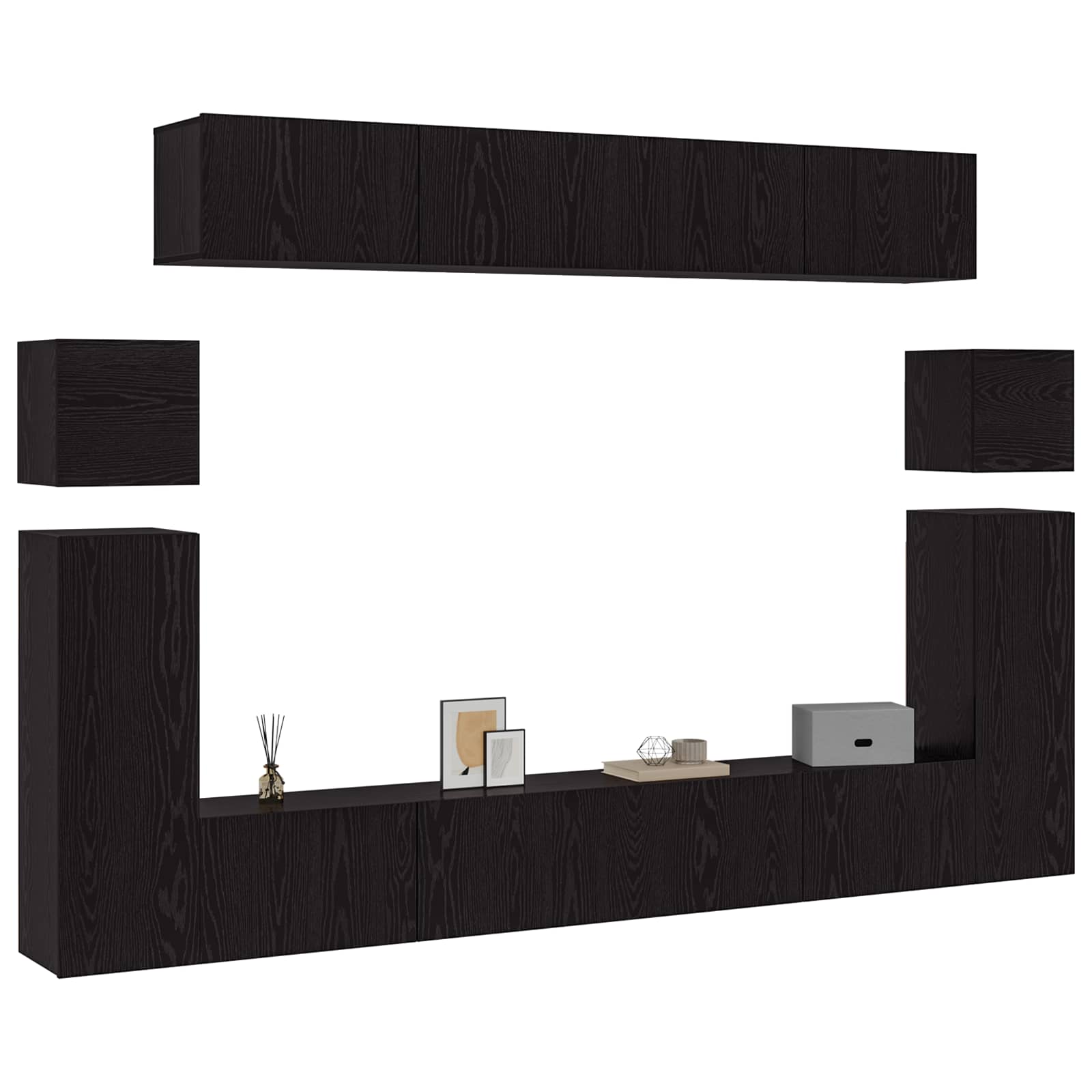 Ensemble meuble TV 8 pcs Chêne noir Bois d'ingénierie - XIOS
