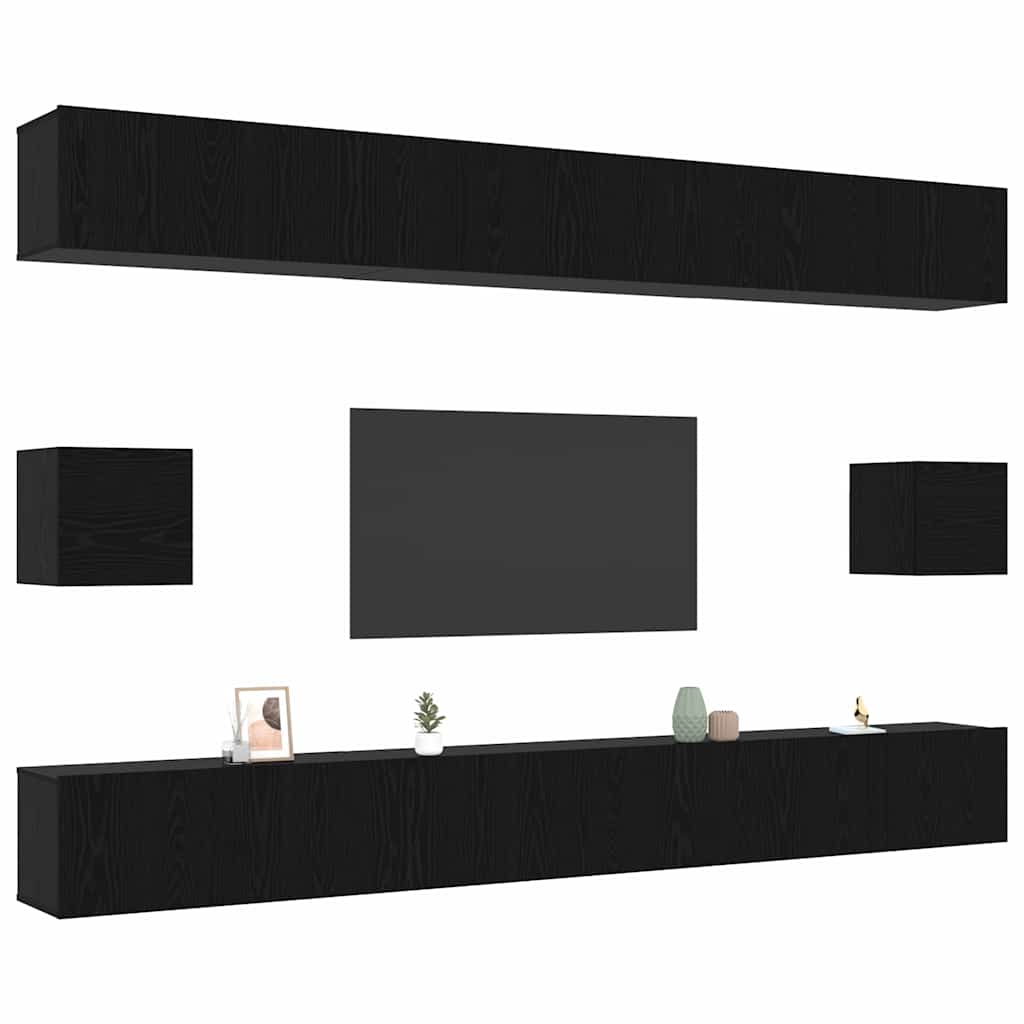 Ensemble meuble TV 8 pcs Chêne noir Bois d'ingénierie - XIOS