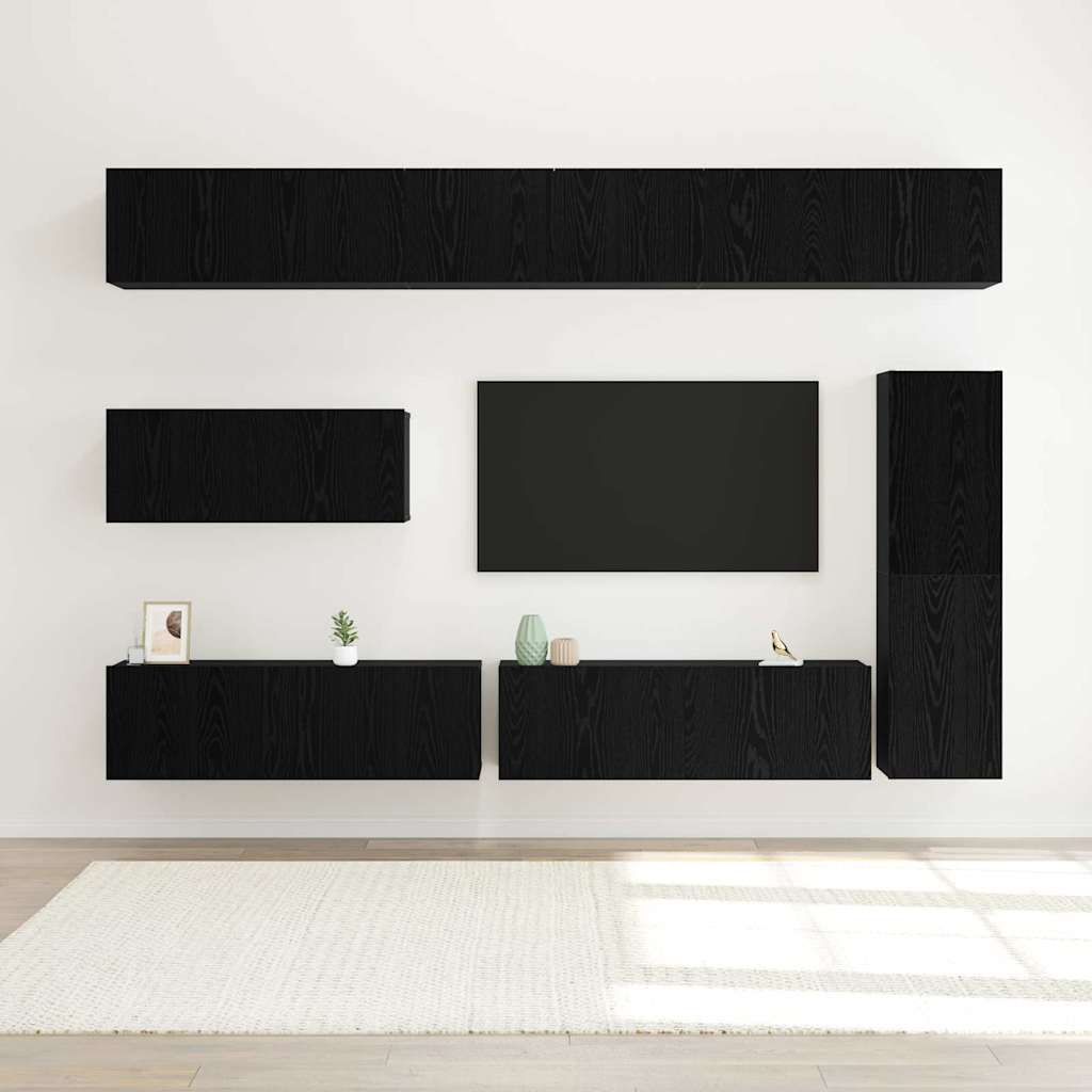 Ensemble meuble TV 7 pcs Chêne noir Bois d'ingénierie - XIOS