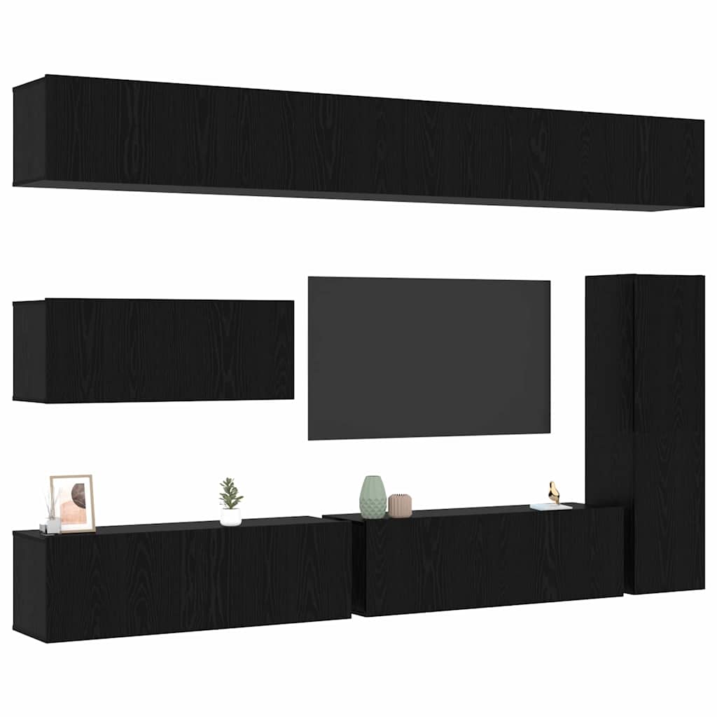 Ensemble meuble TV 7 pcs Chêne noir Bois d'ingénierie - XIOS