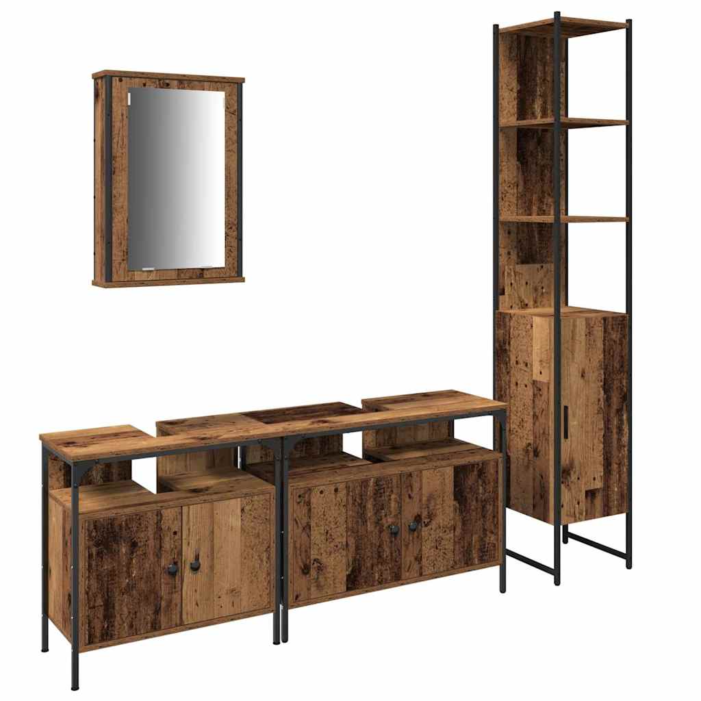 Ensemble de mobilier de salle de bain 4 pc Bois Ancien