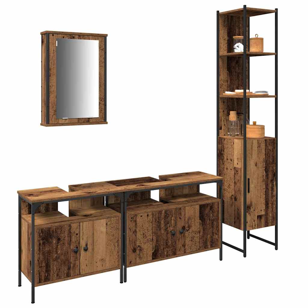 Ensemble de mobilier de salle de bain 4 pc Bois Ancien