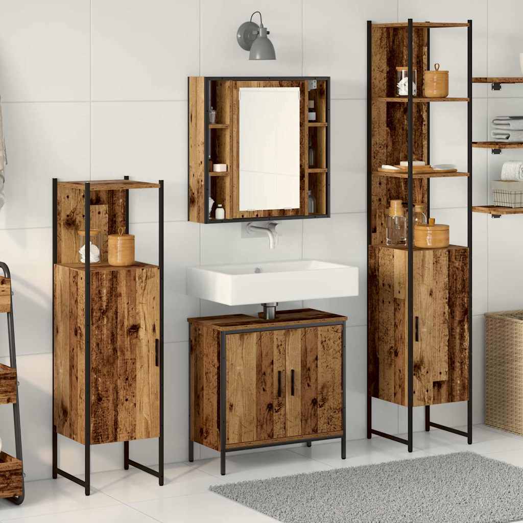 Ensemble de mobilier de salle de bain 4 pièces Marron