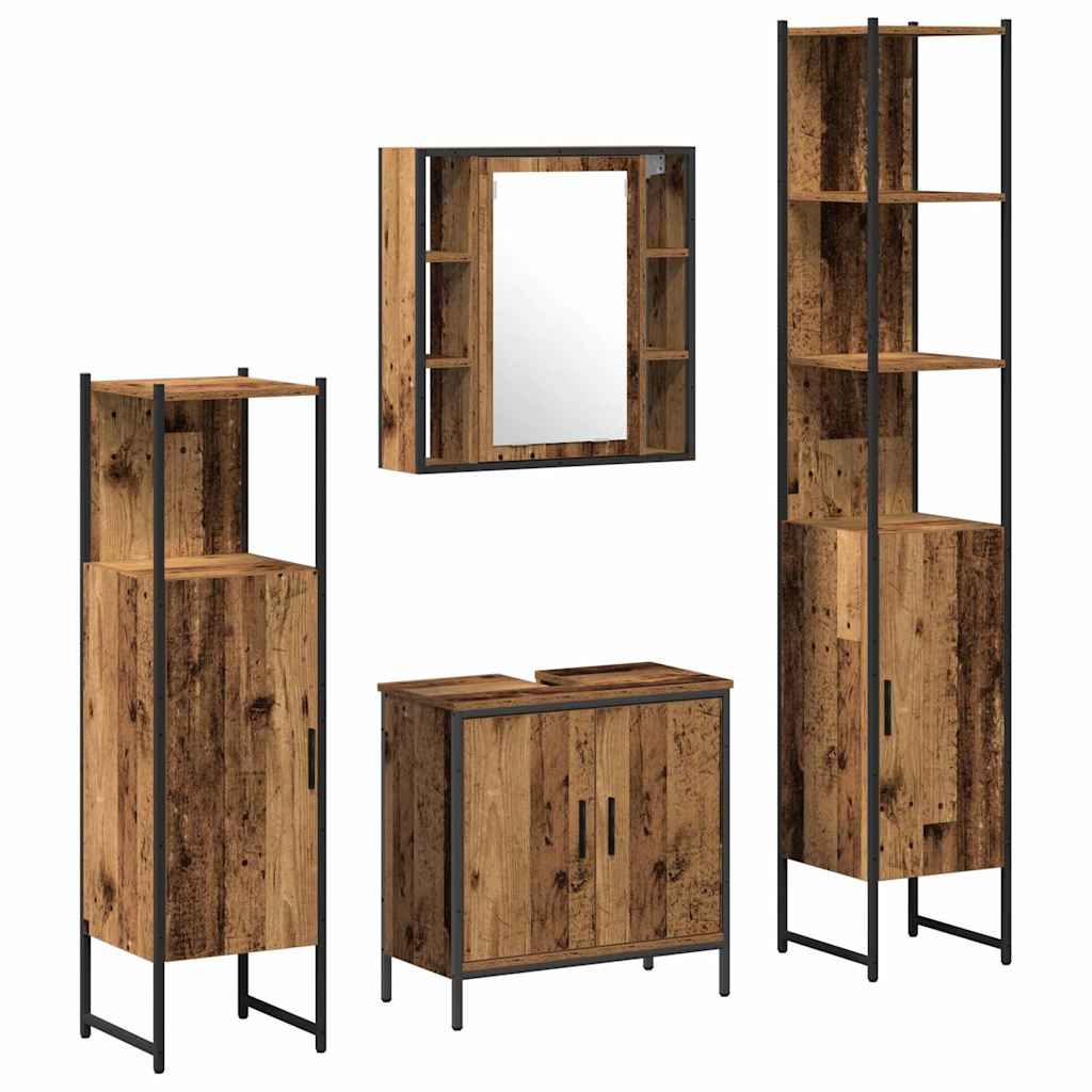 Ensemble de mobilier de salle de bain 4 pièces Marron