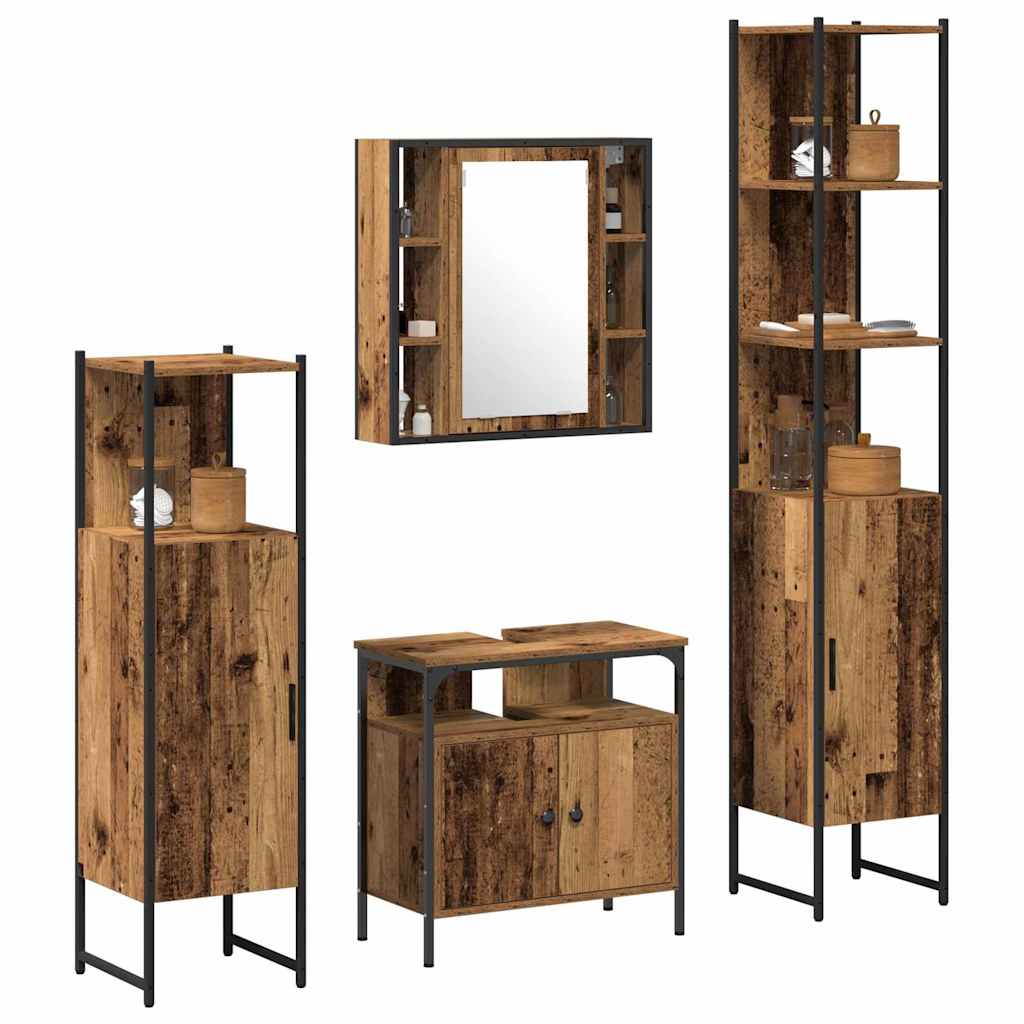Ensemble de mobilier de salle de bain 4 pc Bois Ancien