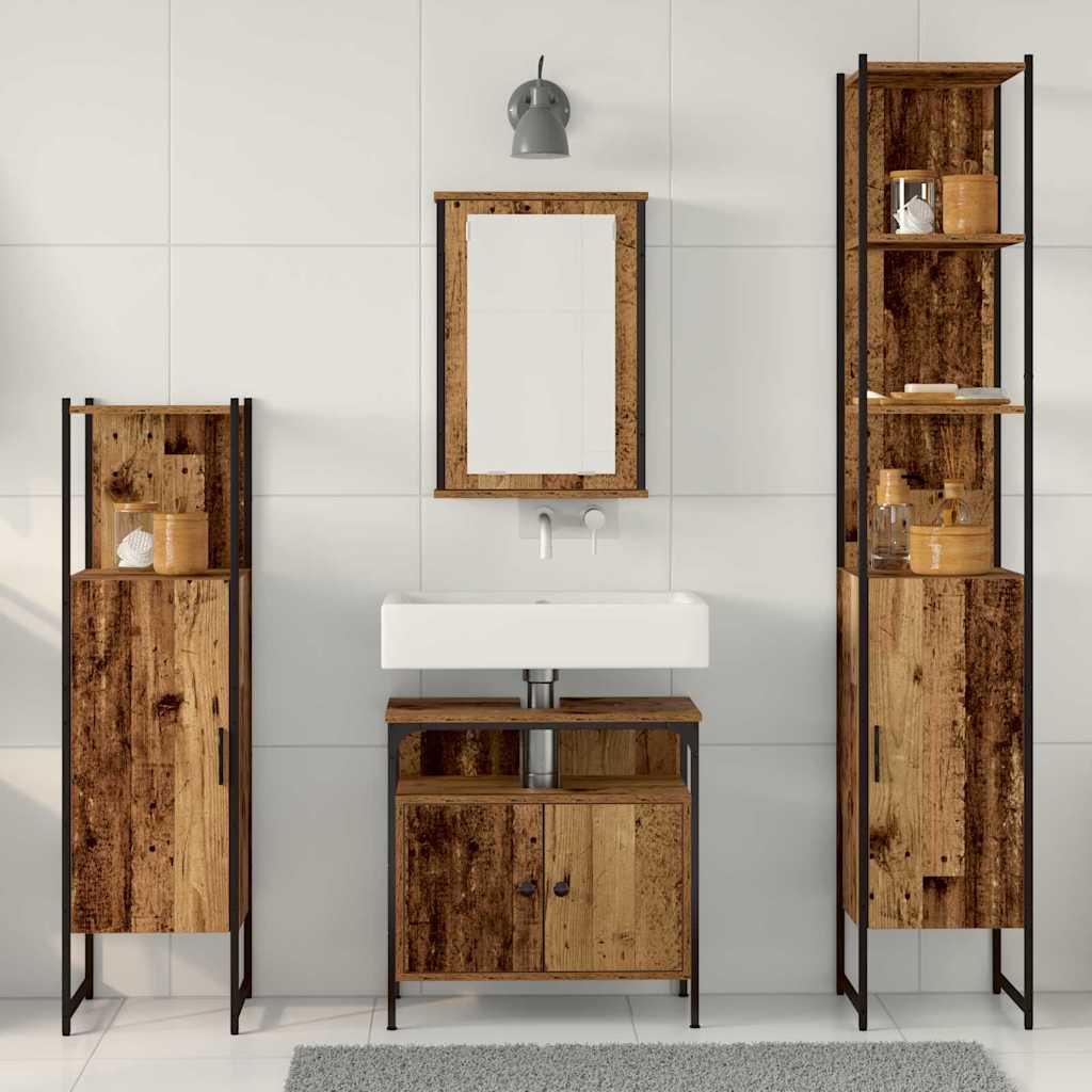Ensemble de mobilier de salle de bain 4 pc Bois Ancien