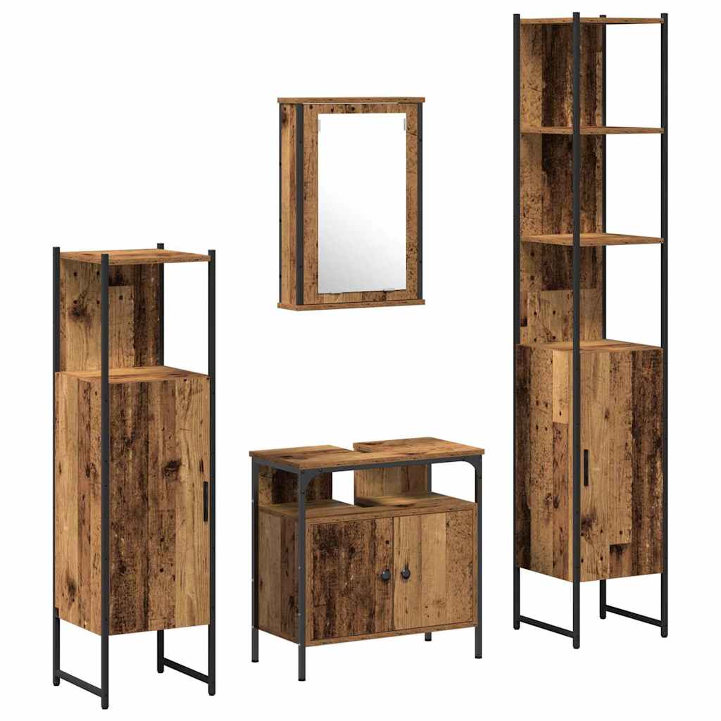 Ensemble de mobilier de salle de bain 4 pc Bois Ancien