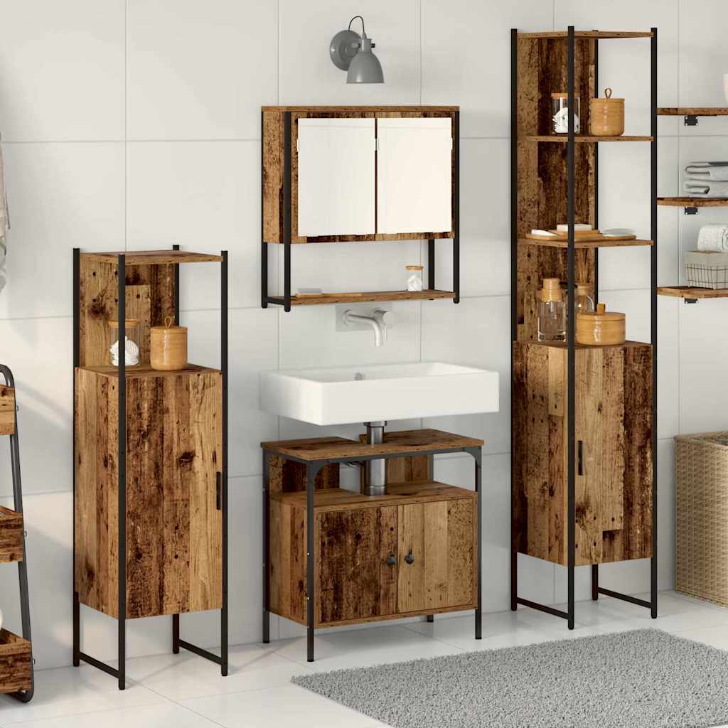Ensemble de mobilier de salle de bain 4 pc Bois Ancien