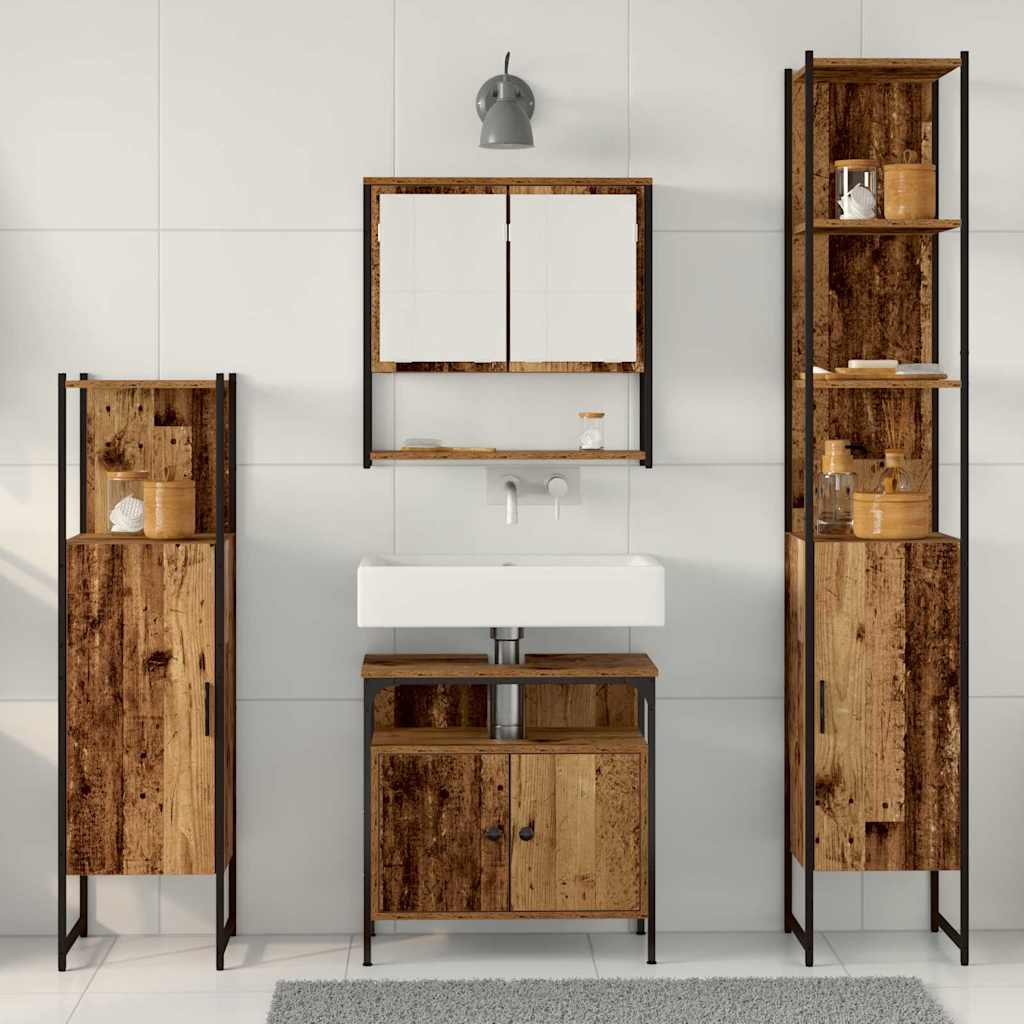 Ensemble de mobilier de salle de bain 4 pc Bois Ancien