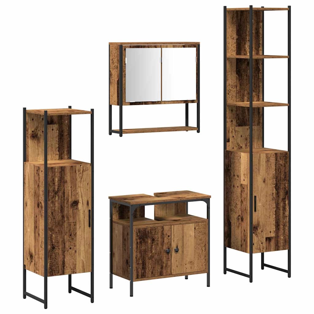 Ensemble de mobilier de salle de bain 4 pc Bois Ancien