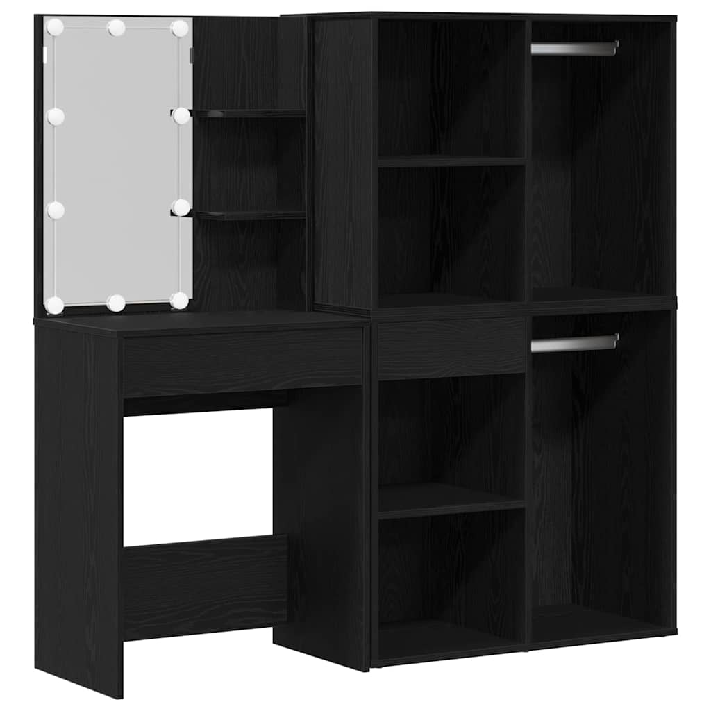 Table de maquillage LED Chêne noir 140 x 40 x 140 cm - XIOS