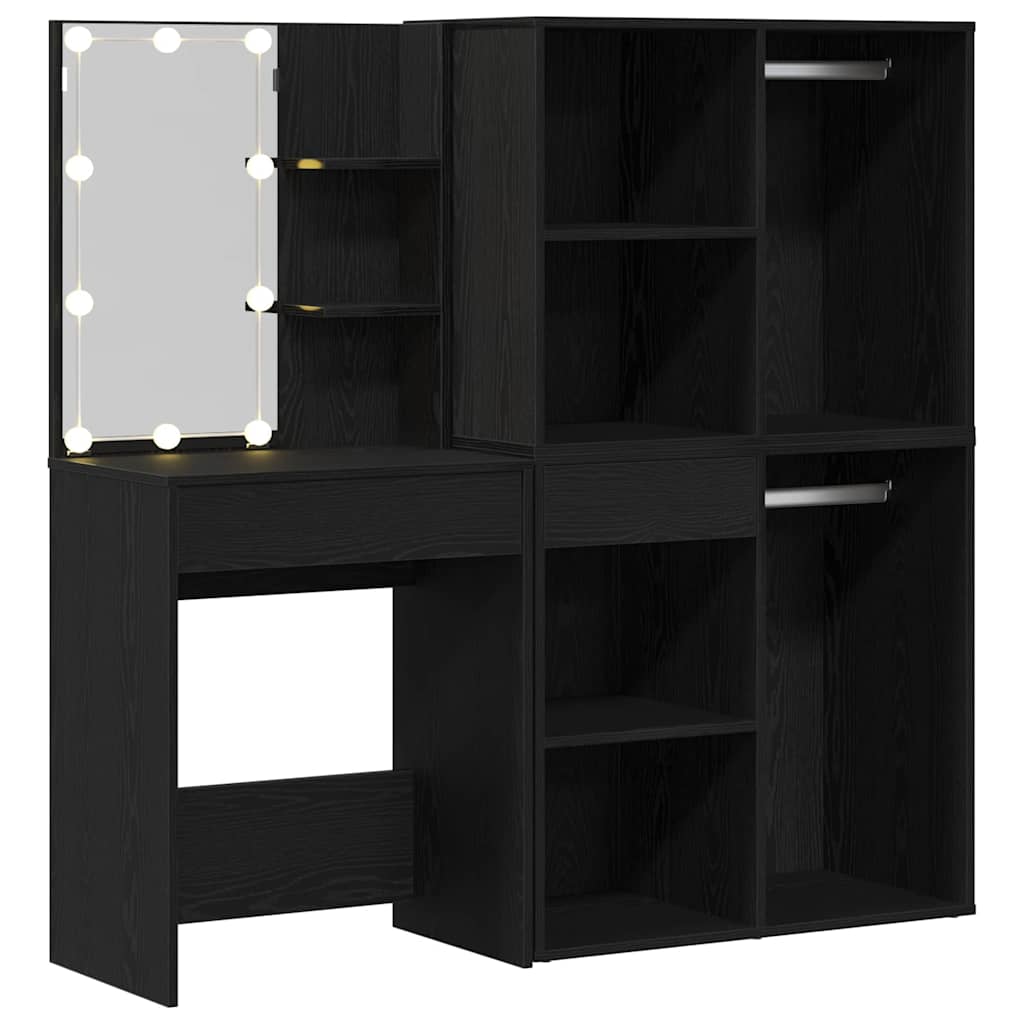 Table de maquillage LED Chêne noir 140 x 40 x 140 cm - XIOS