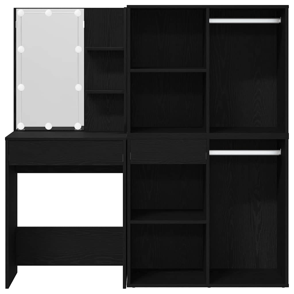 Table de maquillage LED Chêne noir 140 x 40 x 140 cm - XIOS