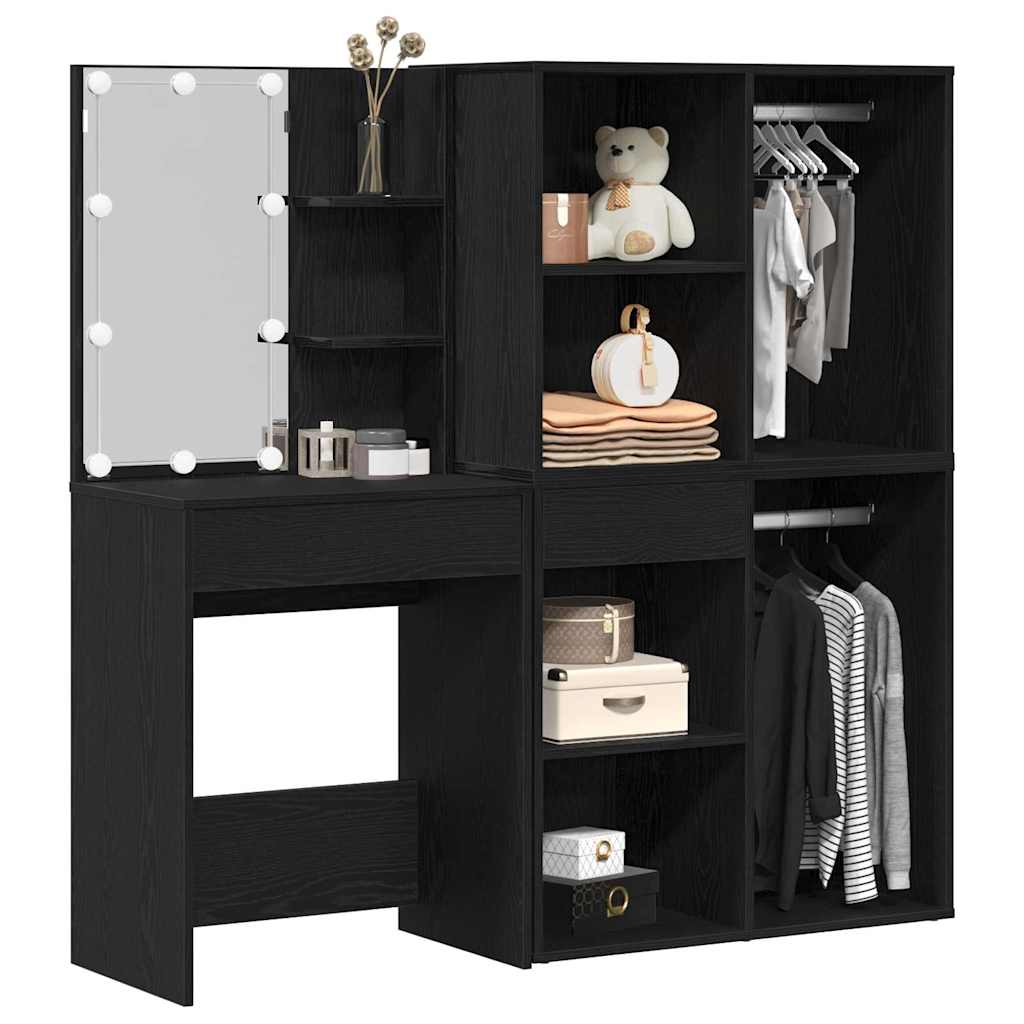Table de maquillage LED Chêne noir 140 x 40 x 140 cm - XIOS