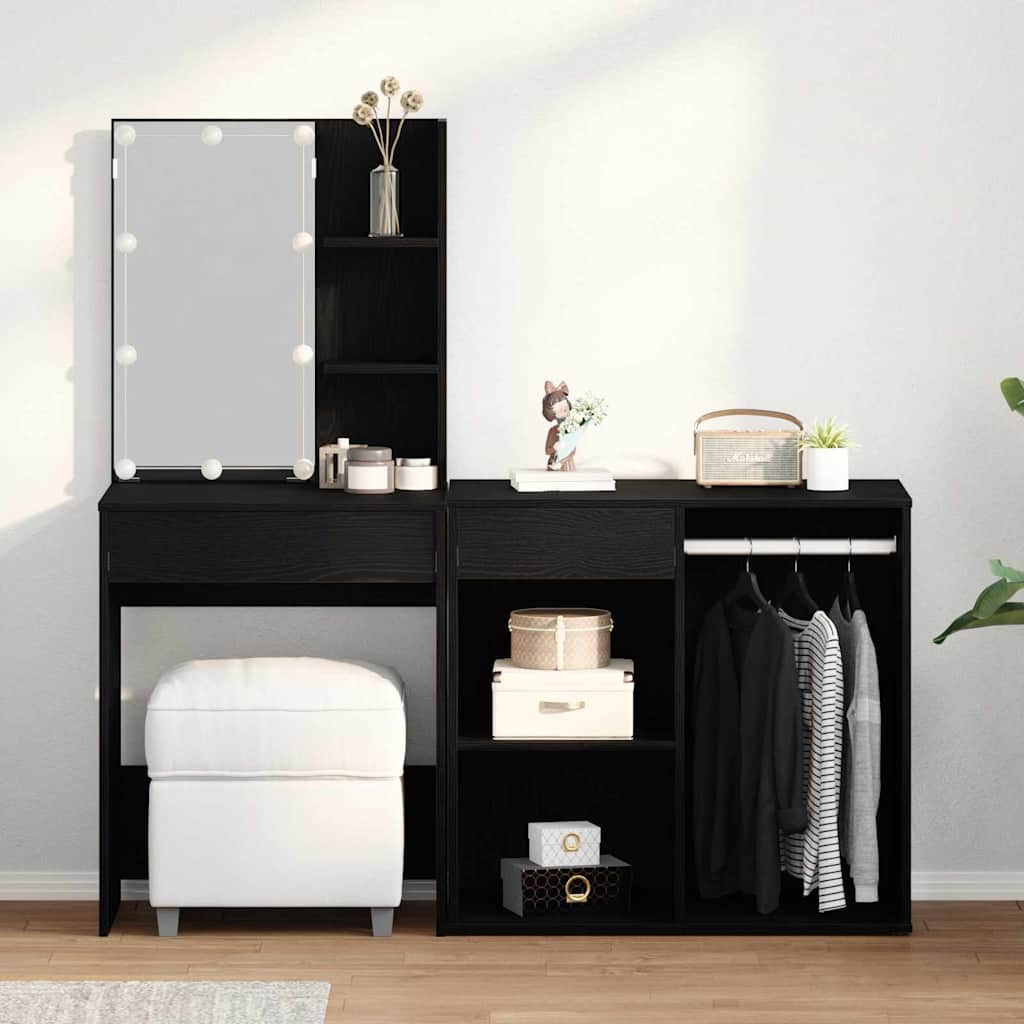 Table de maquillage LED Chêne noir 140 x 40 x 140 cm - XIOS