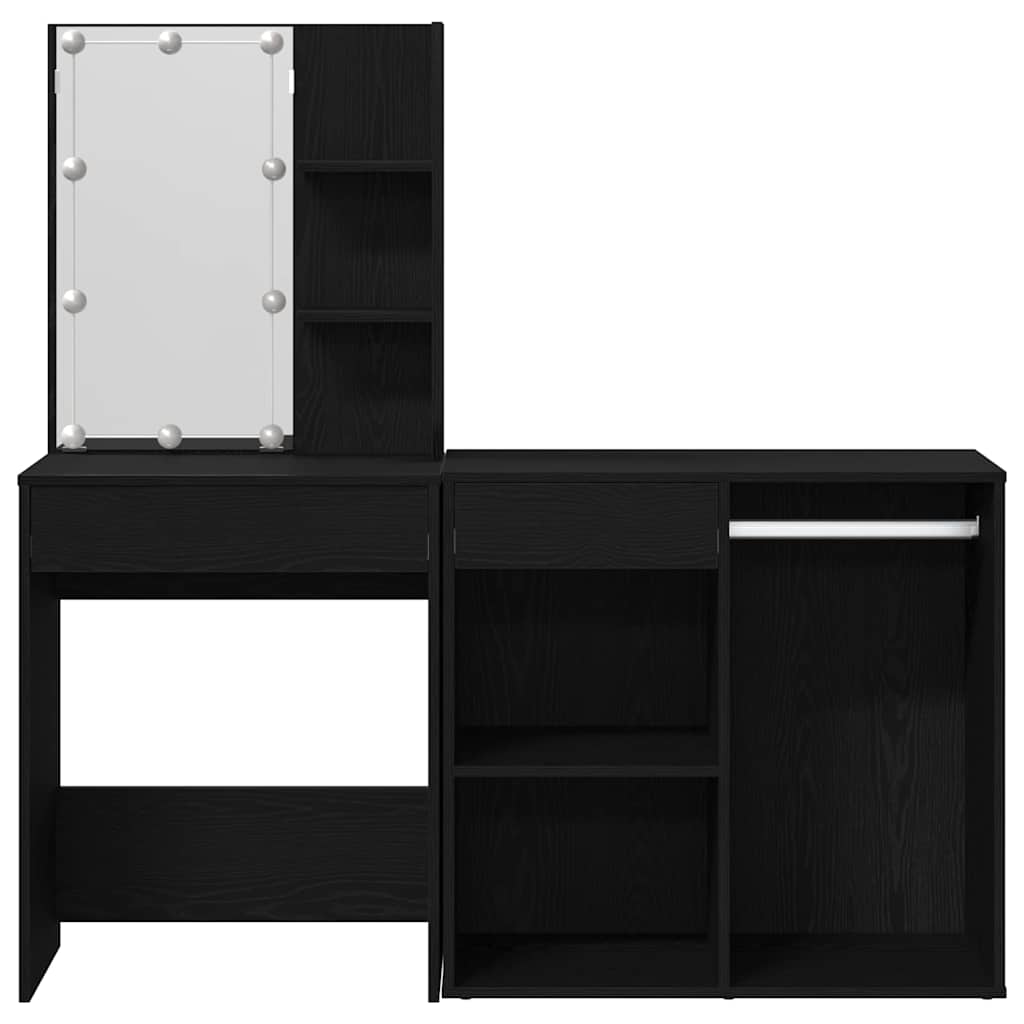 Table de maquillage LED Chêne noir 140 x 40 x 140 cm - XIOS