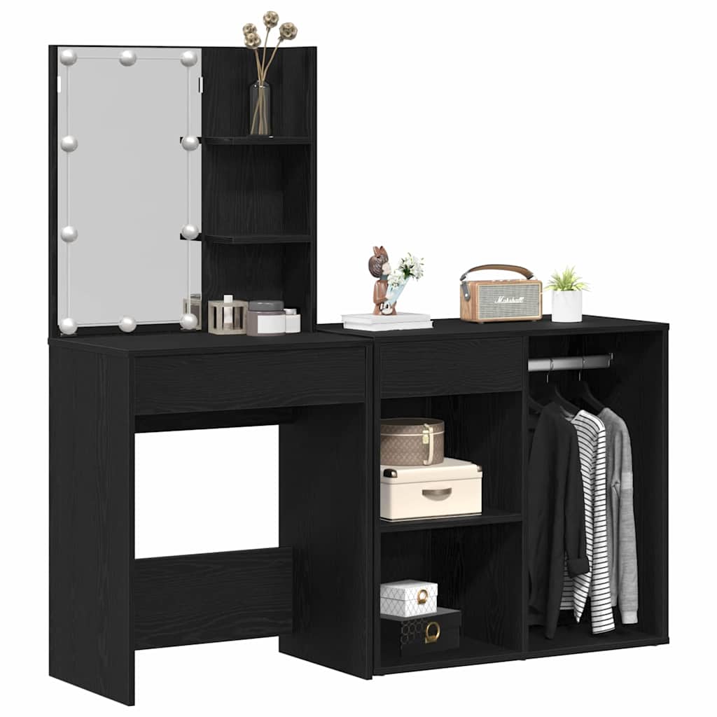 Table de maquillage LED Chêne noir 140 x 40 x 140 cm - XIOS