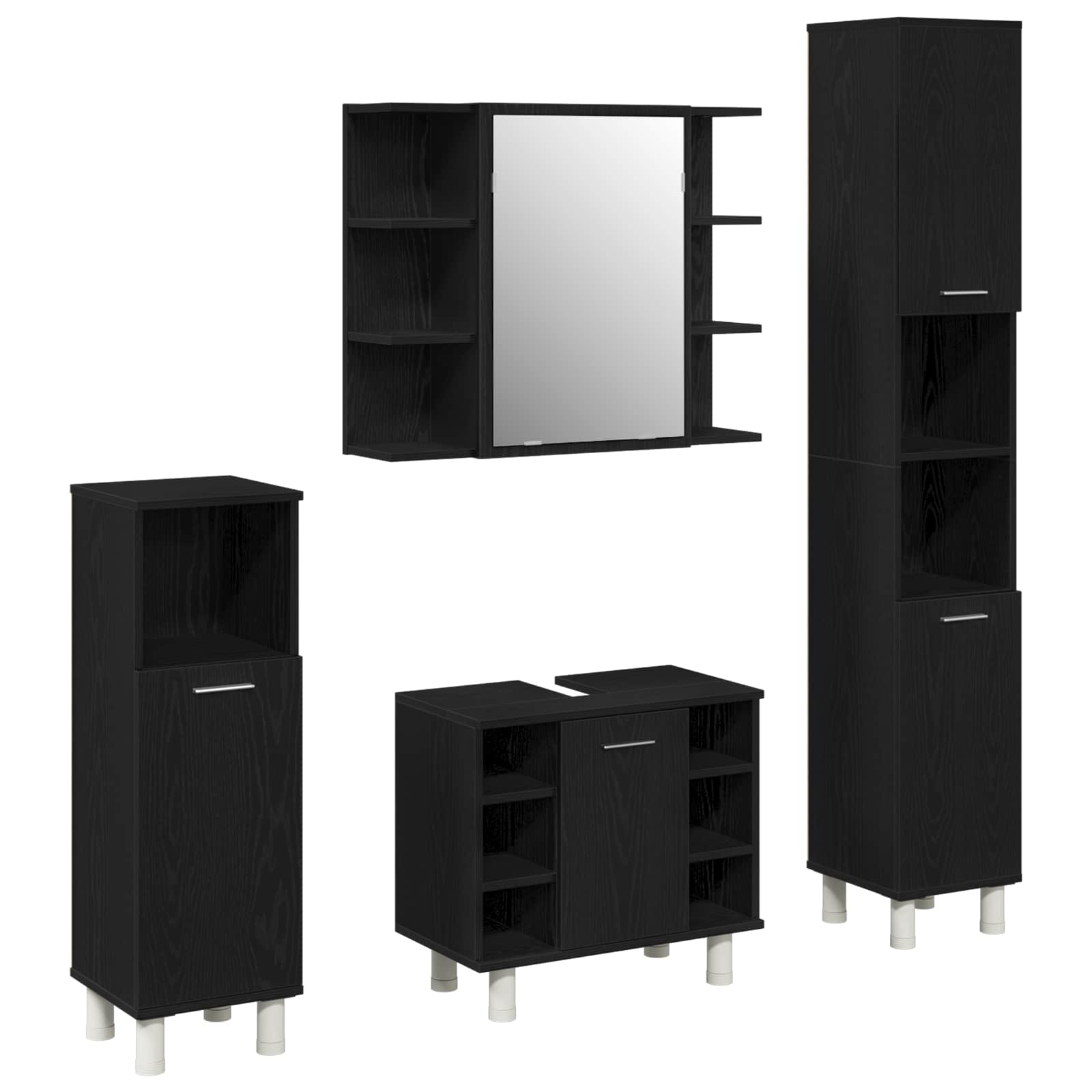 Ensemble de mobilier de salle de bain 4 pièces Noir