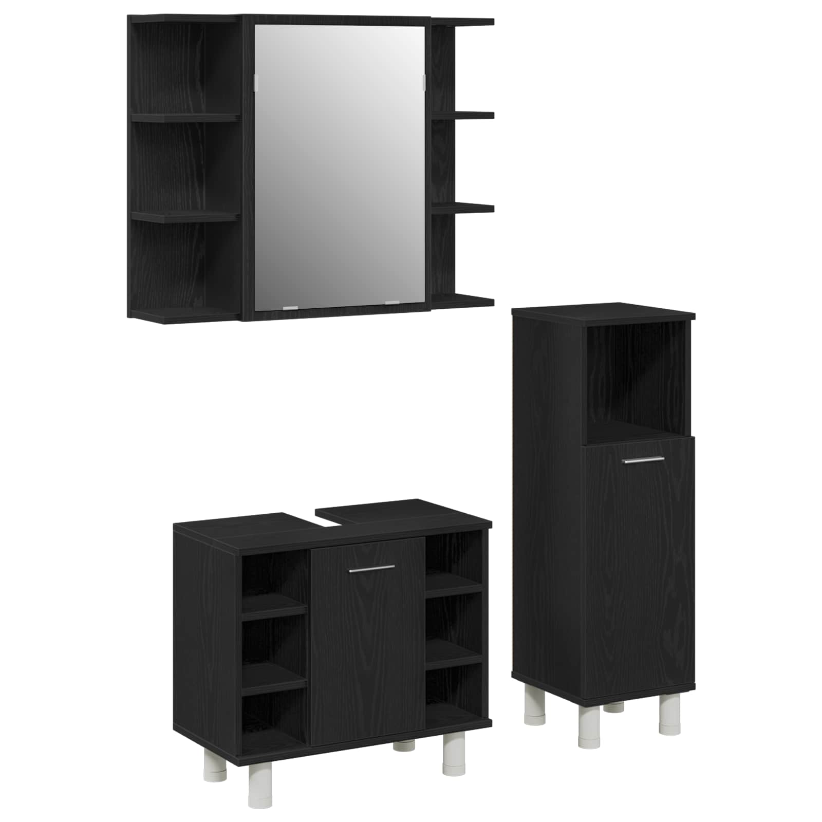 Ensemble de mobilier de salle de bain 3 pc Noir