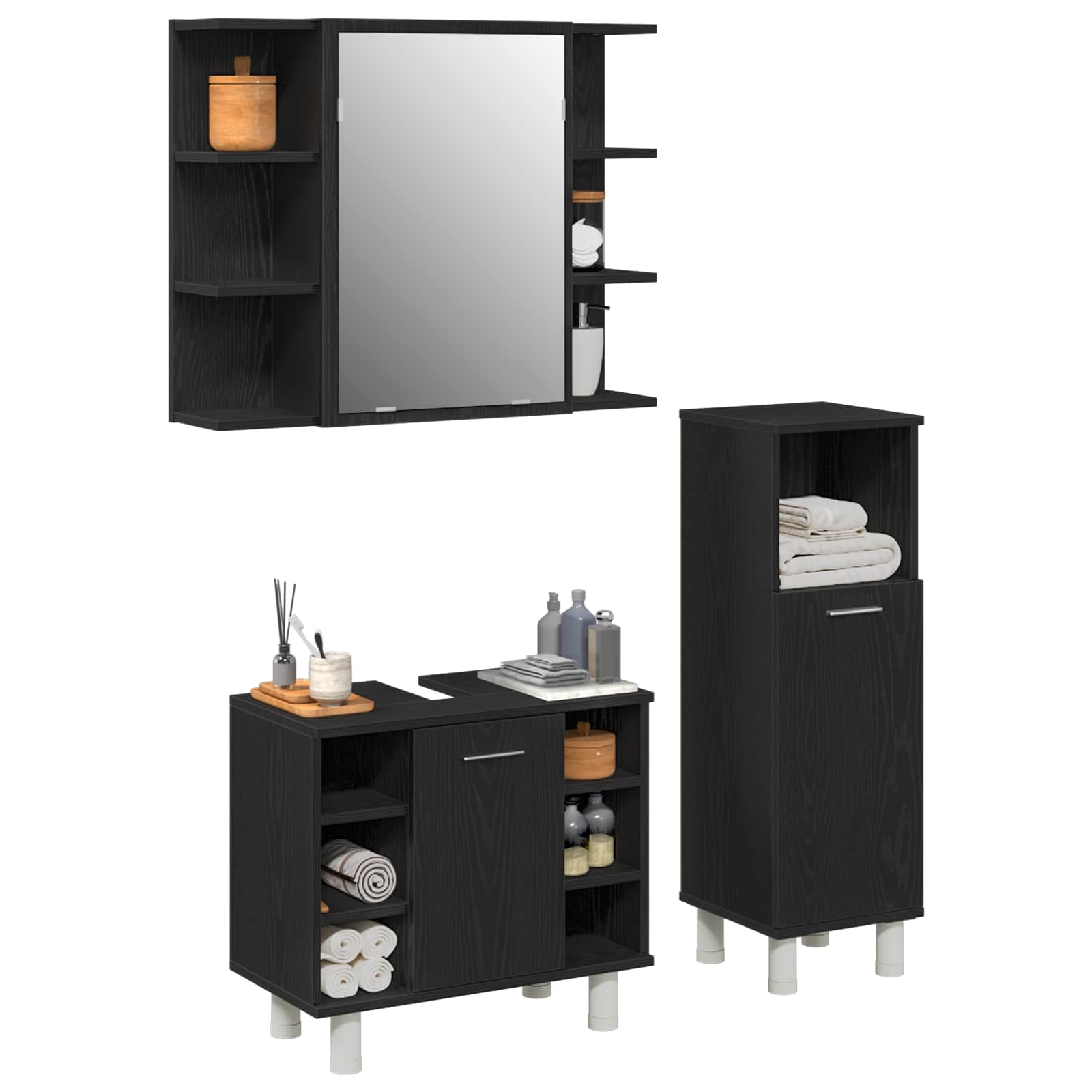 Ensemble de mobilier de salle de bain 3 pc Noir
