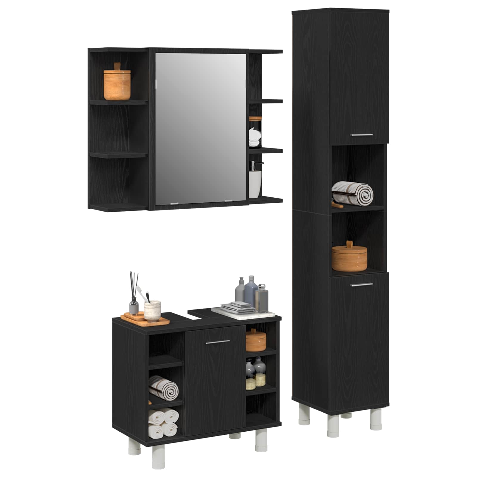 Ensemble de mobilier de salle de bain 3 pc Noir