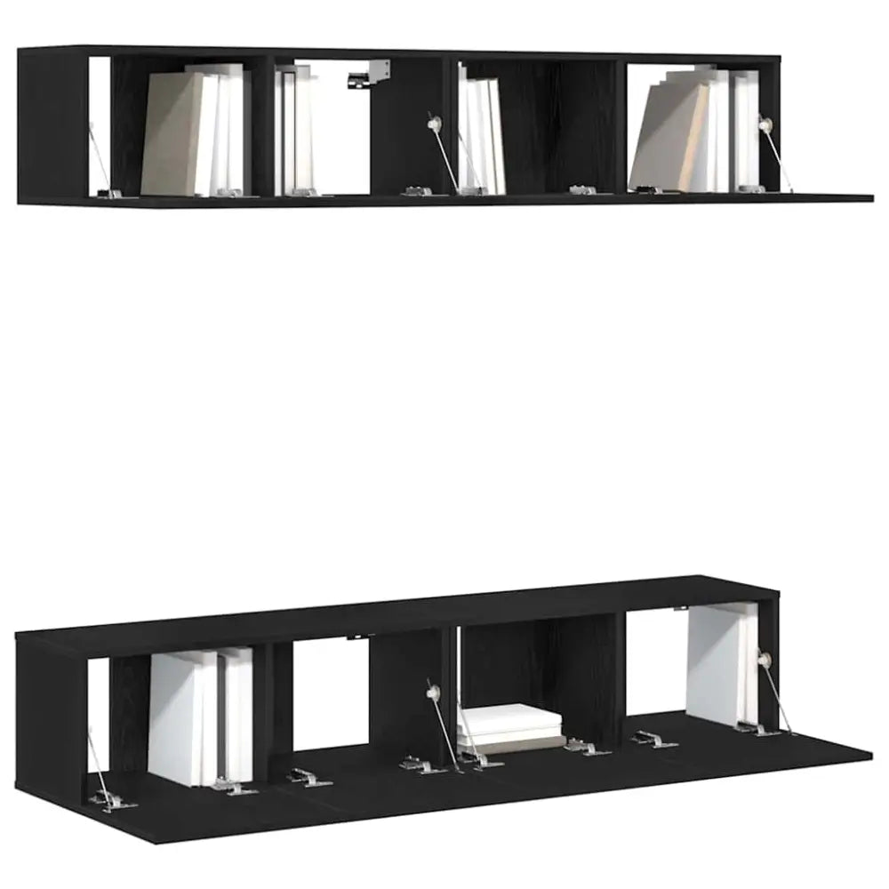 Ensemble meuble TV 4 pc Chêne noir Bois d’ingénierie - XIOS Store SNC