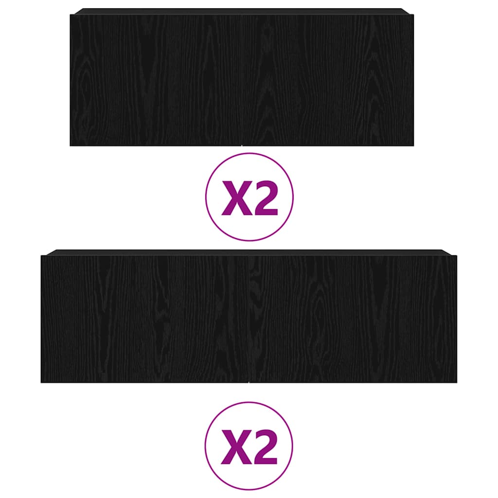Ensemble meuble TV 4 pcs Chêne noir Bois d'ingénierie - XIOS