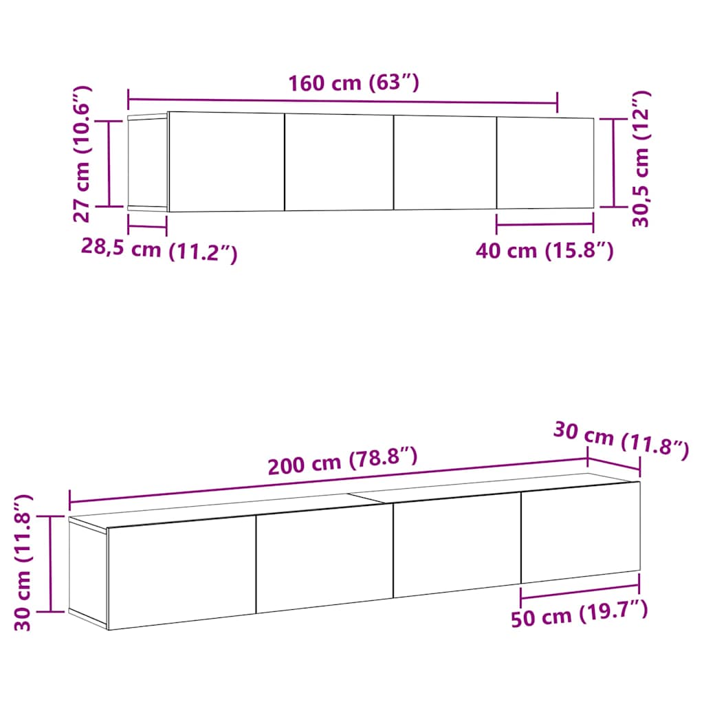Ensemble meuble TV 4 pcs Chêne noir Bois d'ingénierie - XIOS