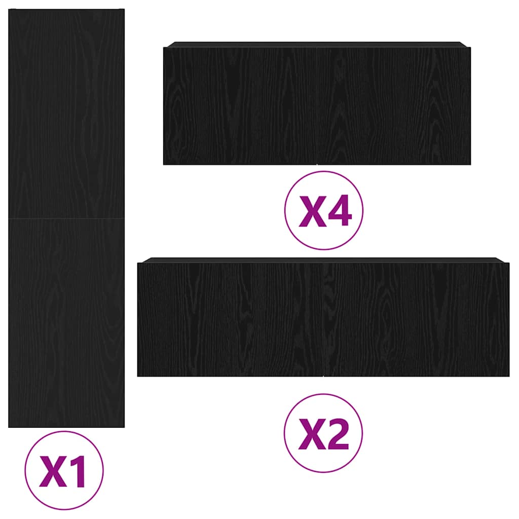 Ensemble meuble TV 9 pcs Chêne noir Bois d'ingénierie - XIOS