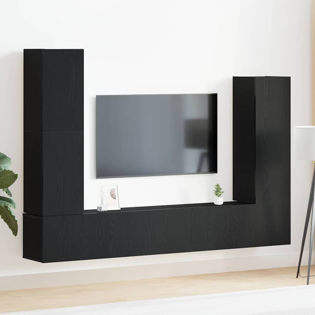 Ensemble meuble TV 6 pcs Chêne noir Bois d'ingénierie - XIOS