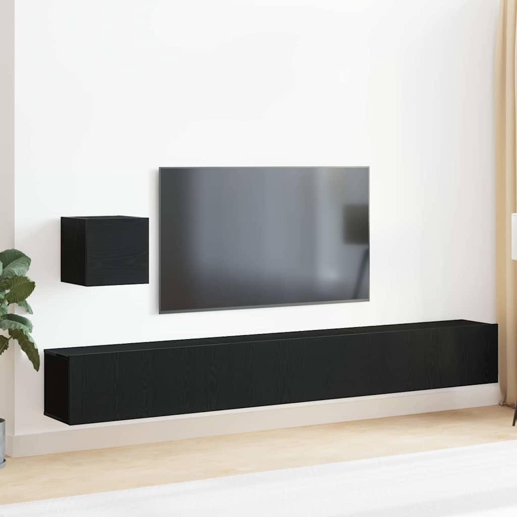Ensemble meuble TV Montage mural Chêne noir Bois d'ingénierie - XIOS