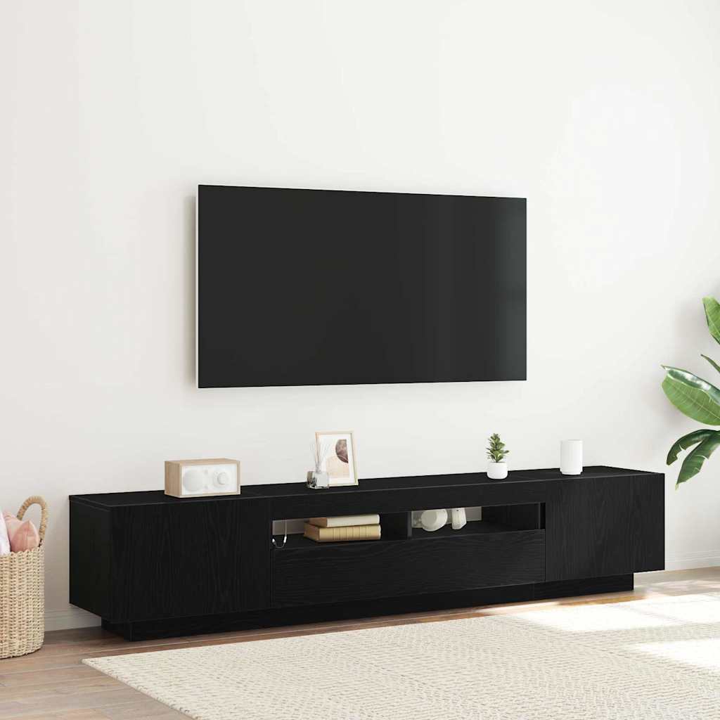 Ensemble meuble TV Montage mural 2 pcs Noir 200 x 35 x 40 cm - XIOS