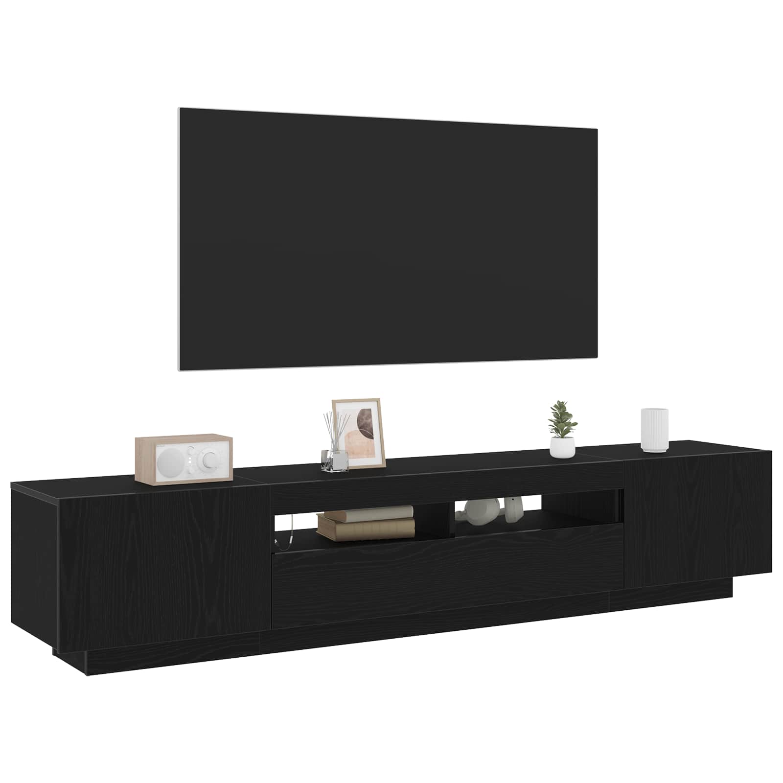 Ensemble meuble TV Montage mural 2 pcs Noir 200 x 35 x 40 cm