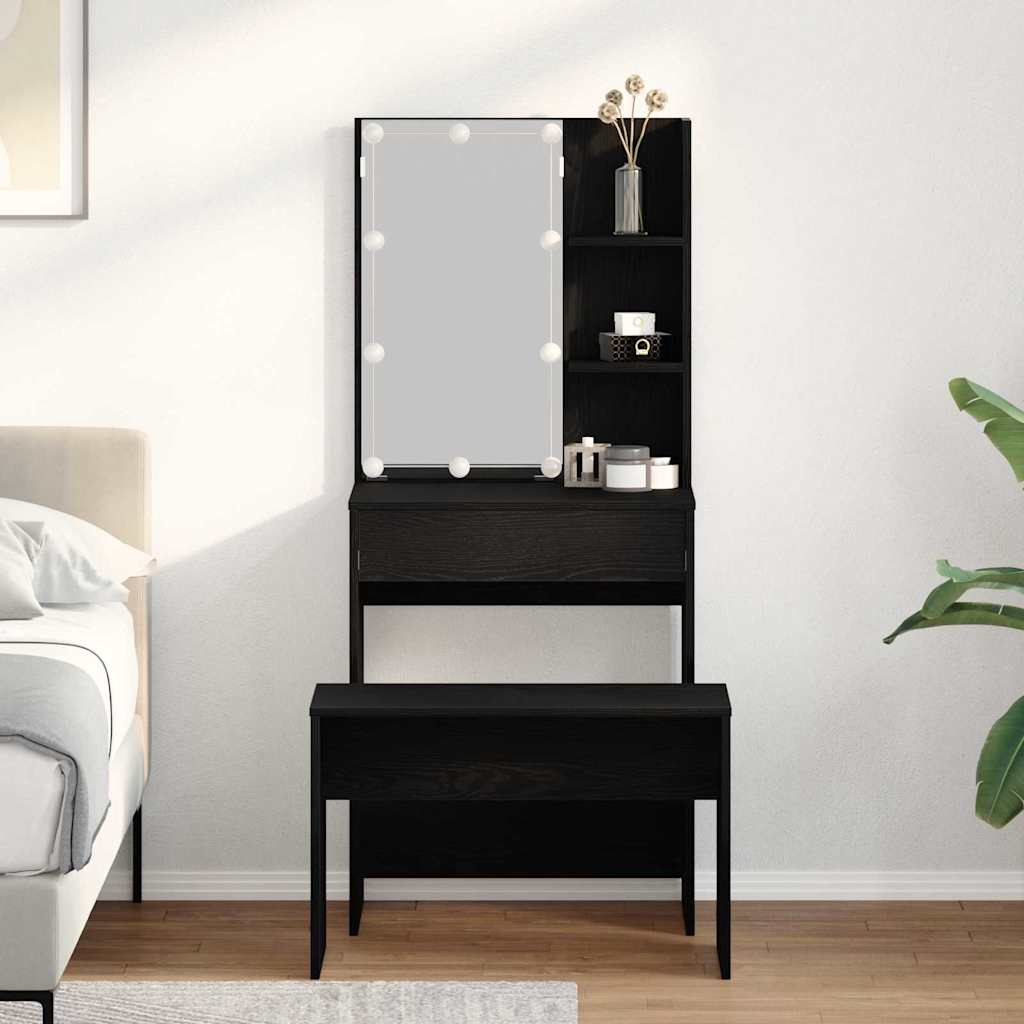 Ensemble de Coiffeuse avec tiroir Chêne noir 60 x 40 x 140 cm - XIOS