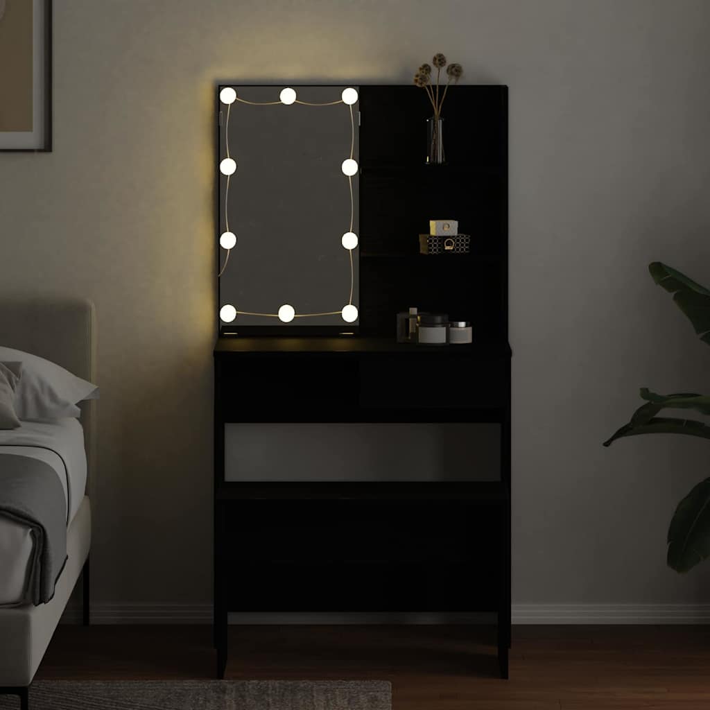 Ensemble de Coiffeuse avec tiroir Chêne noir 74.5 x 40 x 141 cm - XIOS