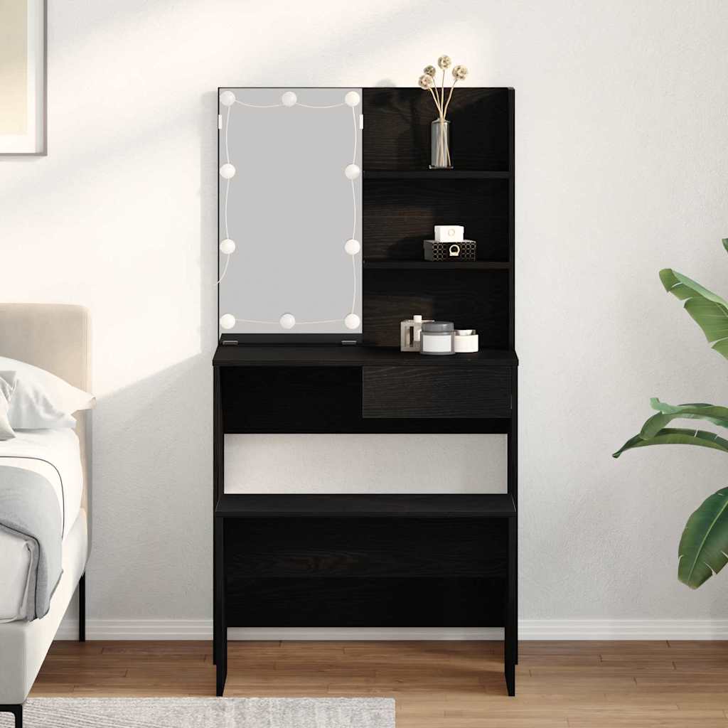 Ensemble de Coiffeuse avec tiroir Chêne noir 74.5 x 40 x 141 cm - XIOS