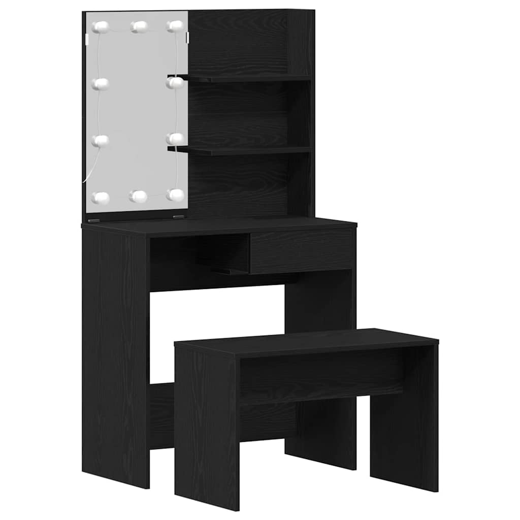 Ensemble de Coiffeuse avec tiroir Chêne noir 74.5 x 40 x 141 cm - XIOS