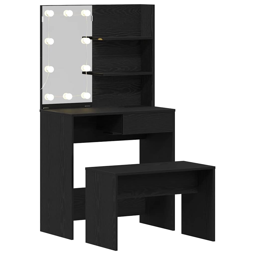 Ensemble de Coiffeuse avec tiroir Chêne noir 74.5 x 40 x 141 cm - XIOS